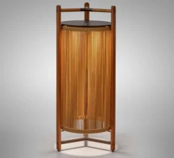 Lampadaire d'extérieur, Kando P/111/R sans fil, corde, Teck, IP44, LED, dim, 2200-2400-2700K, 680 lm, Ø49cm, H111cm - Bover