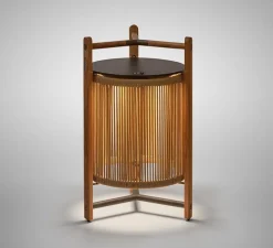 Lampadaire d'extérieur, Kando P/76/R sans fil, corde, Teck, IP44, LED, dim, 2200-2400-2700K, 680 lm, Ø49cm, H76cm - Bover