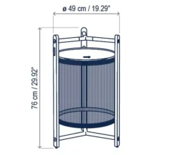 Lampadaire d'extérieur, Kando P/76/R sans fil, corde, Teck, IP44, LED, dim, 2200-2400-2700K, 680 lm, Ø49cm, H76cm - Bover