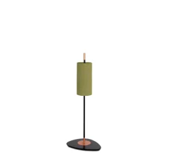 Lampadaire d'extérieur, Lagoon, small, abat-jour vert Bayamo Mimosa, tissu Pierre Frey, structure laquée noire et cuivre, IP68, Ø15cm, H101,5cm - Contardi