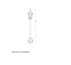 Lampadaire d'extérieur, Milano, noir, IP44, L21cm, H105cm - Nedgis