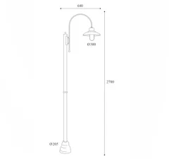 Lampadaire d'extérieur, Patio 1761, cuivre, IP44, L30cm, H270cm - Moretti Luce