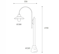 Lampadaire d'extérieur, Patio 1765, cuivre, IP44, L30cm, H155cm - Moretti Luce
