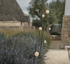 Lampadaire d'extérieur, Pois, noir, blanc, IP65, LED, 3000K, 410 lm, Ø11,5cm, H118cm - Karman