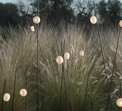 Lampadaire d'extérieur, Pois, noir, blanc, IP65, LED, 3000K, 410 lm, Ø11,5cm, H118cm - Karman