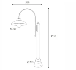 Lampadaire d'extérieur, Samoa 1775, cuivre, IP44, L32cm, H155cm - Moretti Luce
