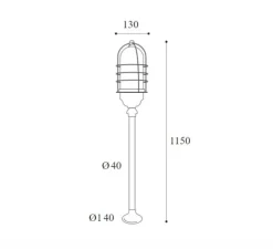 Lampadaire d'extérieur, Torcia 1860, cuivre, IP44, Ø13cm, H115cm - Moretti Luce