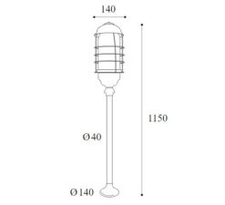 Lampadaire d'extérieur, Torcia 1877, cuivre, IP44, Ø14cm, H115cm - Moretti Luce