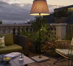 Lampadaire d'extérieur, TXL 2019 205, Base béton, tige noir, abat-jour beige, IP65, L70cm, H204cm - Marset