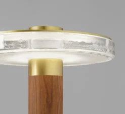 Lampadaire d'extérieur, Venexia, bois et lation satiné, IP65, LED, 2700K, 594 lm, Ø22cm, H45cm - Panzeri
