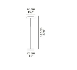 Lampadaire, Dora 371, Or satiné, rouge sablé, LED, 2700K, 1700 lm, Ø40cm, H147cm - Oluce
