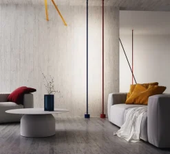 Lampadaire, Elastica, bleu, IP40, LED, dim, 2700K, 2662 lm, L3,5cm, H300cm - Martinelli Luce