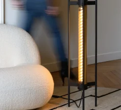 Lampadaire, Elgar Floor 700, laiton, noir, LED, dim, 2700K, 700 lm, Ø24cm, H86cm - Sammode