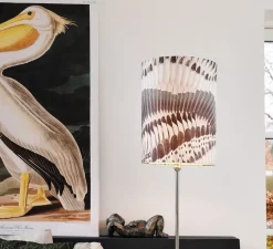 Lampadaire, F Prete-Moi Ta Plume! Jais, jais motif plume et barre argent, Ø40cm, H53cm - Ebb and Flow