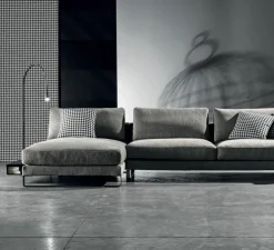 Lampadaire, Flexiled, cuir marron foncé, LED, dim, 2700K, 800 lm, Ø37cm, H203cm - Contardi