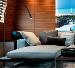 Lampadaire, Flexiled, cuir noir, LED, dim, 2700K, 800 lm, Ø37cm, H203cm - Contardi