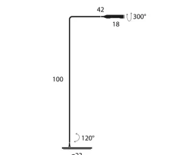 Lampadaire, Flo Lounge, gunmetal, LED, dim, 2700K, 201 lm, L42cm, H100cm - Lumina