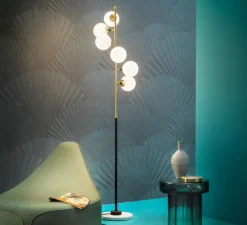 Lampadaire, Galassia, blanc et or, L42,3cm, H191,8cm - Stilnovo