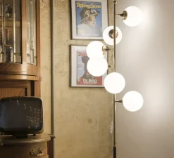 Lampadaire, Galassia, blanc et or, L42,3cm, H191,8cm - Stilnovo