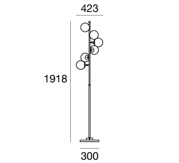Lampadaire, Galassia, blanc et or, L42,3cm, H191,8cm - Stilnovo