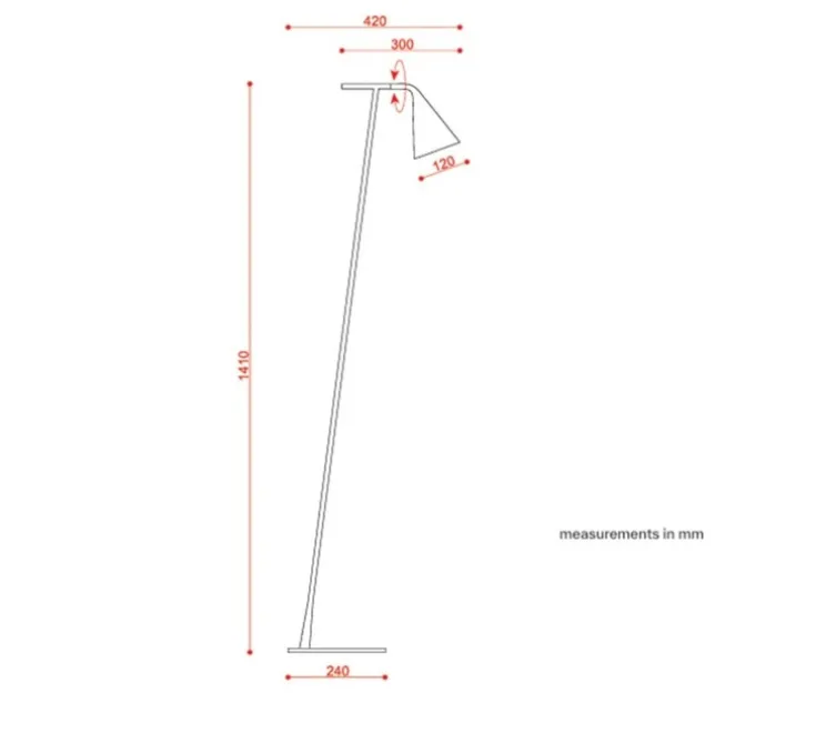 Lampadaire, Gordon, 561.61, noir mat, noir chromé, IP40, L24cm, H141cm - Tooy