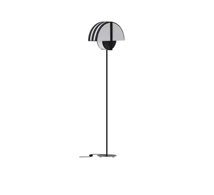 Lampadaire, Grand Arto, Blanc rayures noires, bas noir, L40cm, H156cm - DesignHeure