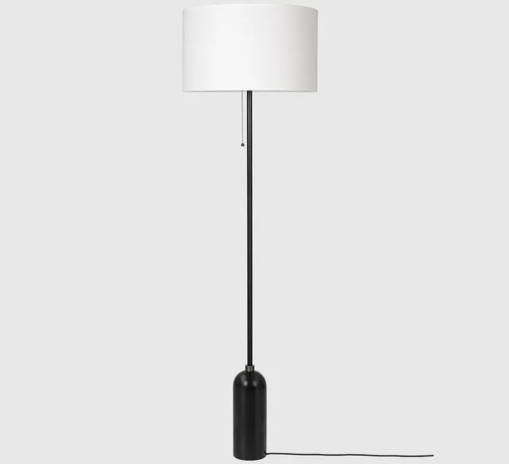 Lampadaire, Gravity, acier noirci, blanc, Ø50cm, H169cm - Gubi