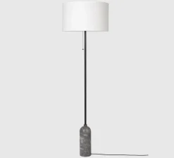 Lampadaire, Gravity, gris marbre, blanc, Ø50cm, H169cm - Gubi