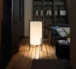 Lampadaire, Greta, chêne noir, blanc, Ø40cm, H90cm - Carpyen