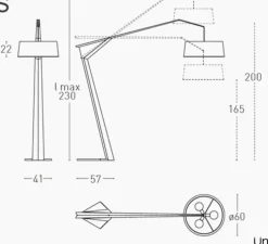 Lampadaire, grus, gris terre, L220cm, H230cm - Lumen Center Italia