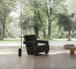 Lampadaire, Hilow, noir satiné et marbre noir marquina, LED, dim, 2700K, 2714 lm, Ø12cm, H207cm - Panzeri