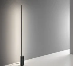 Lampadaire, Hilow, noir satiné et marbre noir marquina, LED, dim, 2700K, 2714 lm, Ø12cm, H207cm - Panzeri