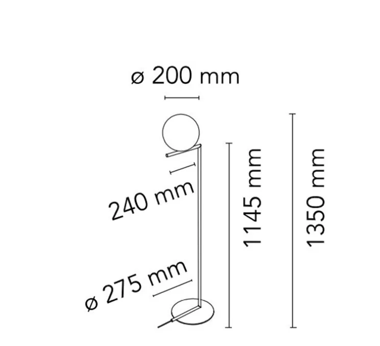 Lampadaire, IC Lights Floor 1, opalin et chrome, Ø27,5cm, H135cm - Flos