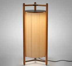 Lampadaire, Kando P/111, crème, Teck, LED, dim, 2200-2400-2700K, 4300 lm, Ø49cm, H111cm - Bover