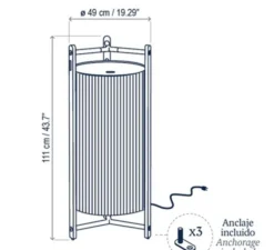 Lampadaire, Kando P/111, crème, Teck, LED, dim, 2200-2400-2700K, 4300 lm, Ø49cm, H111cm - Bover