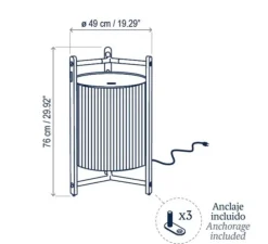Lampadaire, Kando P/76, crème, Teck, LED, dim, 2200-2400-2700K, 4300 lm, Ø49cm, H76cm - Bover