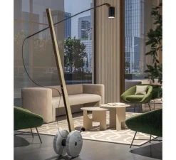 Lampadaire, Kiron, Noir et chêne, LED, dim, 2700K, 2900 lm, L220cm, H206cm - Lumen Center Italia