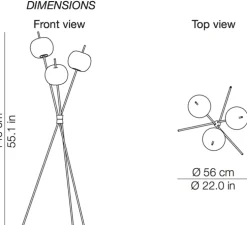 Lampadaire, Kushi, blanc et laiton, LED, 2700K, 1900lm, Ø56cm, H140cm - KDLN