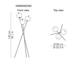 Lampadaire, Kushi, blanc et cuivre, LED, Ø56cm, H140cm - KDLN