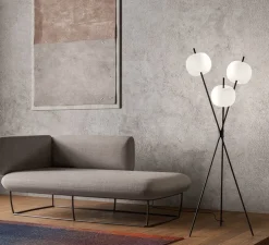 Lampadaire, Kushi, blanc, noir, LED, Ø56cm, H140cm - KDLN