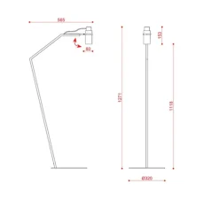 Lampadaire, Lei, 564.61, laiton satiné, verre transparent, L32cm, H127,1cm - Tooy