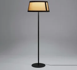 Lampadaire, Lilly, 558.65, noir texturé, tissu beige et maille noire, Ø50cm, H150cm - Tooy