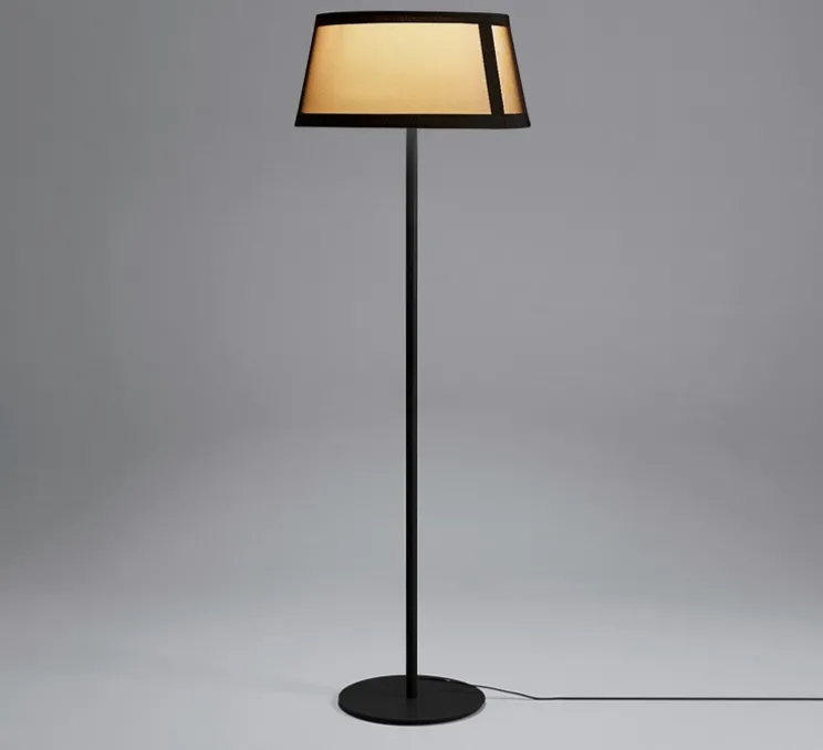 Lampadaire, Lilly, 558.65, noir texturé, tissu beige et maille noire, Ø50cm, H150cm - Tooy