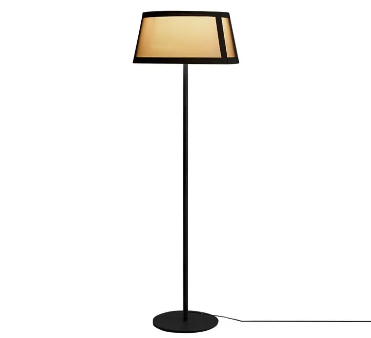 Lampadaire, Lilly, 558.65, noir texturé, tissu beige et maille noire, Ø50cm, H150cm - Tooy