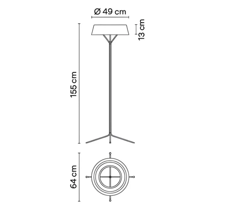 Lampadaire, Lily 5725, noir, LED, dim, 2700K, 2170 lm, Ø49cm, H155cm - Vibia