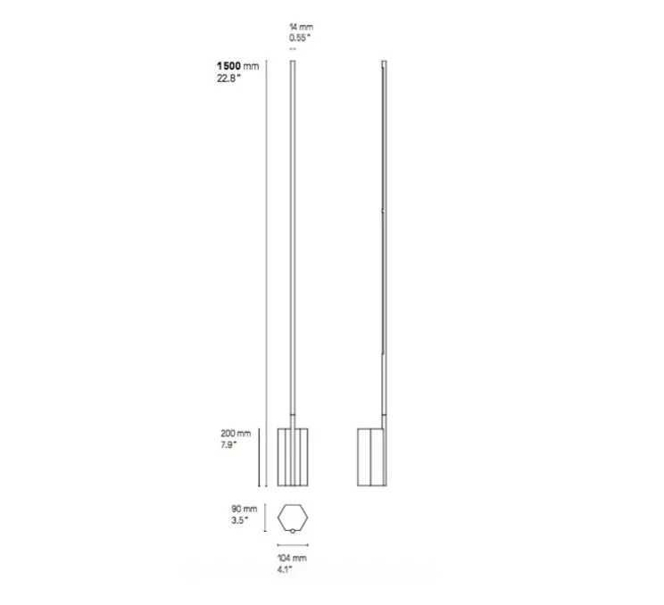 Lampadaire, Link, laiton satiné, LED, 2700K, 1200lm, L10,4cm, H150cm - CVL