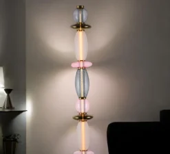 Lampadaire, Léonor, rose, doré miroir, fumé, Ø25cm, H145cm - Elements lighting