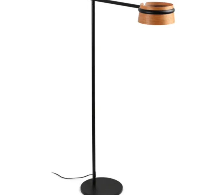 Lampadaire, LOOP, bois, noir, LED, L65cm, H125cm - Faro