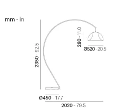 Lampadaire, L002T/BA, noir mat, Ø52cm, H235cm - Pedrali
