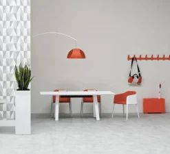 Lampadaire, L002T/BA, rouge, blanc, Ø52cm, H235cm - Pedrali